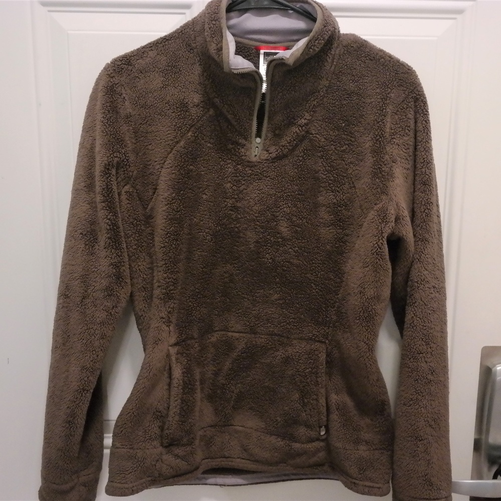 North Face Brown Fuzzy Fleece Pullover Women Small